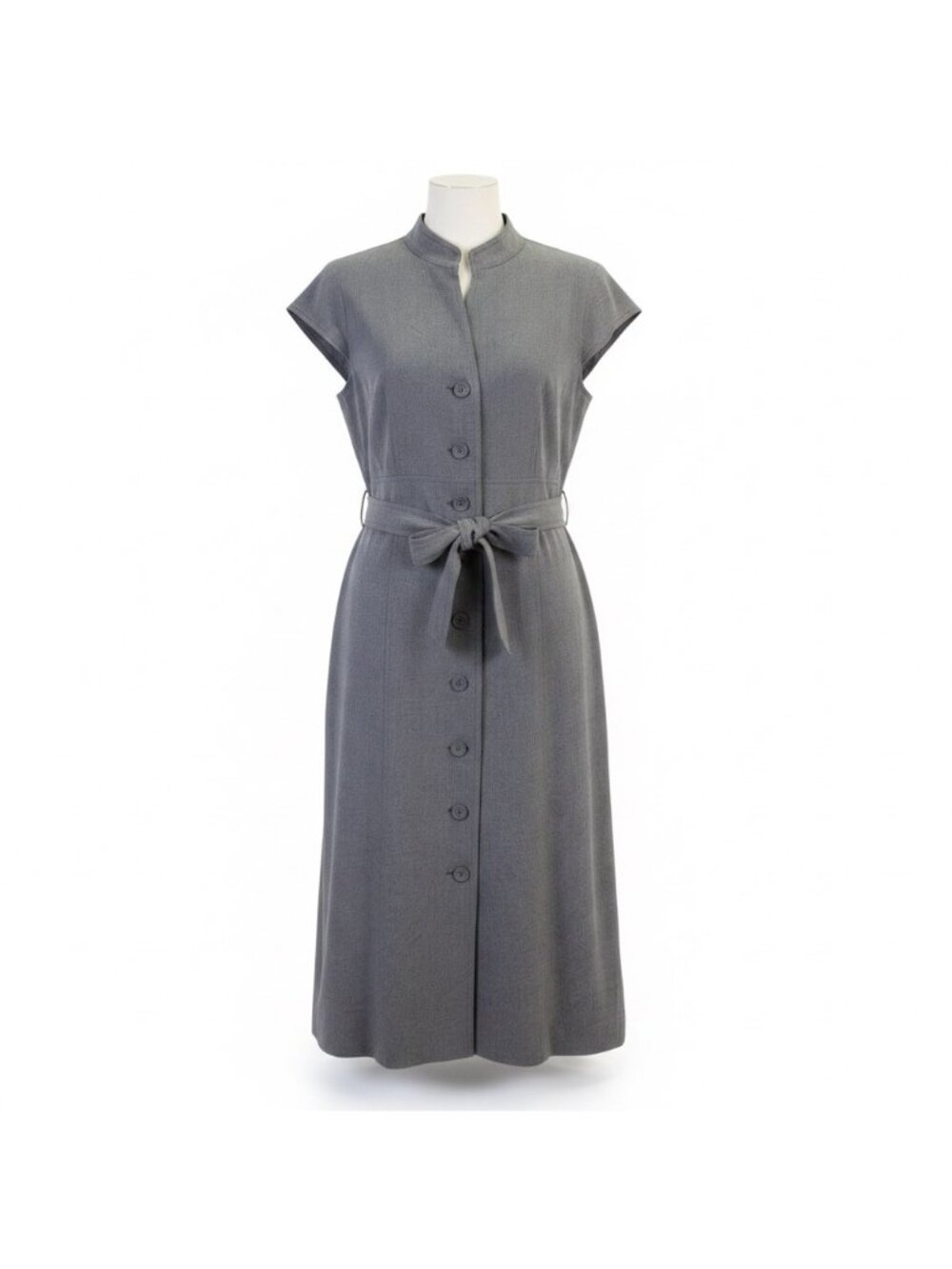 Calvin Klein Womens Charcoal Button Front Dress With Belt Size 14